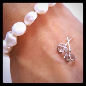 Herkimer Diamond studs and FWPearl bracelet